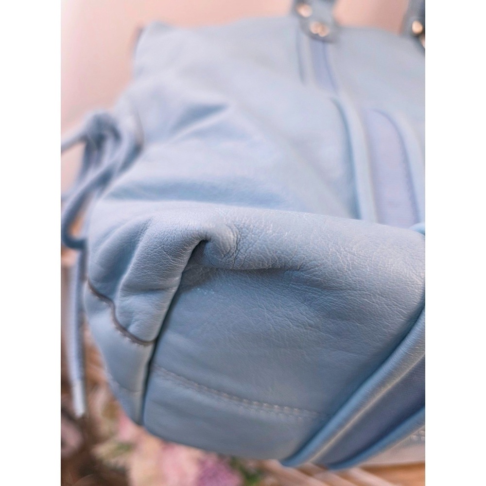 Coach Poppy Spotlight Tote Light Blue Leather Bag Silver Hardware 14564 - Picture 5 of 16